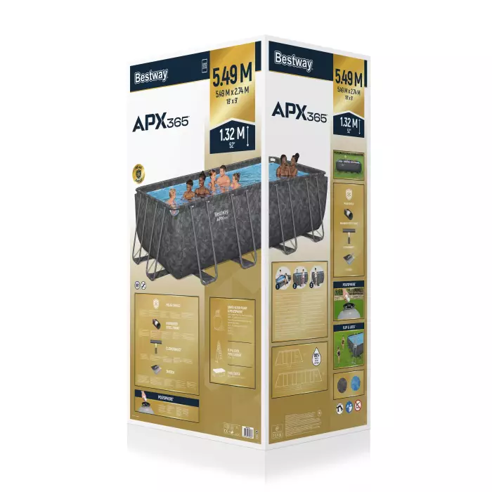 Каркасный прямоугольный бассейн 549х274х132см "APX" 365 16477л, песч.фил-нас, лестн, тент, полисферы фото 2